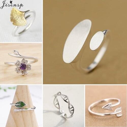 Korean Crystal Leaf Arrow Ring Statement Jewelry Adjustable DNA Flower Leaves Fashion Rings for Women Girls bagues pour femme