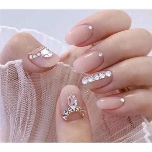 24Pcs/box Full Cover Short round press on nails Pink Dripping Shape Heart Bride nail tips Wearable Fake Nail with Glue for girls