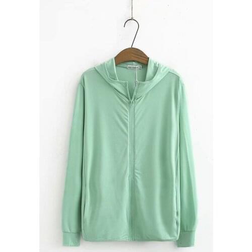 Spring Summer Jacket Women Casual Plus Size Elastic Hooded Sun Protection Clothing Long Sleeve Thin Loose Outerwear Womens G293
