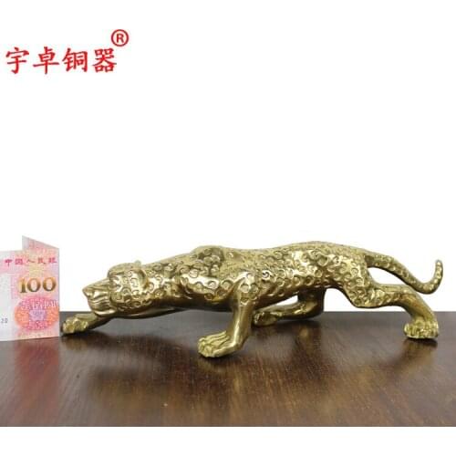 Yu Zhuo copper bronze leopard leopard cheetah Zhaocai Home Furnishing decoration decorationroom Art Statue