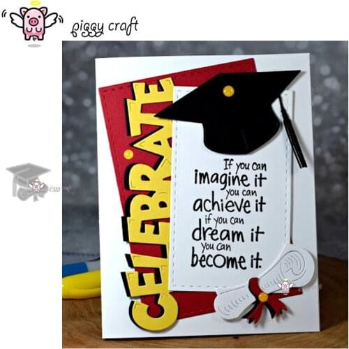 Piggy Craft metal cutting dies cut die mold Graduation hat certificate Scrapbook paper craft knife mould blade punch stencils