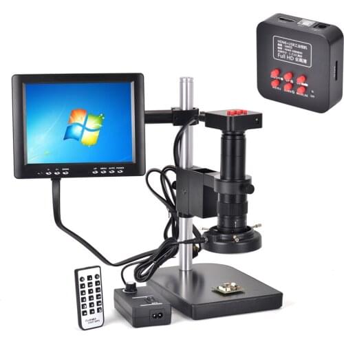 Microscope Camera Set 16MP Industrial Digital HDMI USB Camera 180X C-mount Lens 8" HD LCD Monitor 60 LED Light for PCB Repair