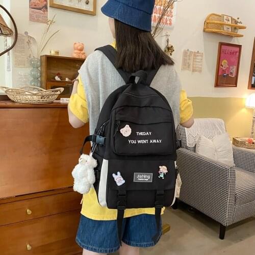Kawaii Doll Pendant Fashion Womens Backpack Nylon Waterproof Schoolbag For Girls Large-capacity Outdoor Travel Backpacks
