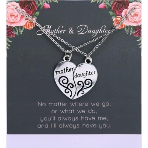A SET-Mother and Daughter Heart Chain Necklaces Couple Lover Mom Mothers Day Sister Gift Best Friends Jewelry Drop Shipping