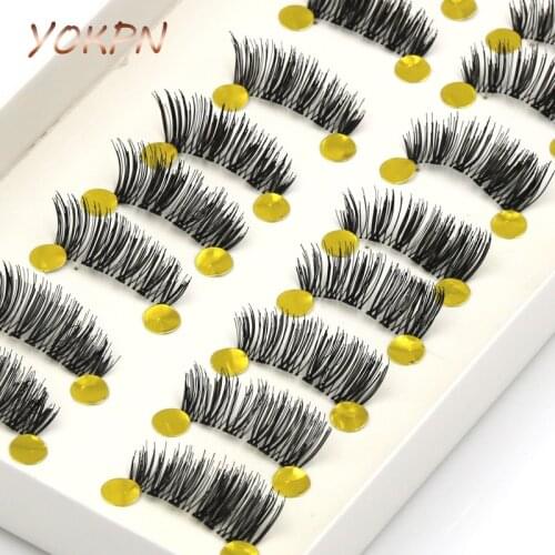 YOKPN 10 Pairs Half False Eyelashes Natural Crisscross Messy Thick Soft Fake Eyelashes Beauty Makeup Stage Lashes