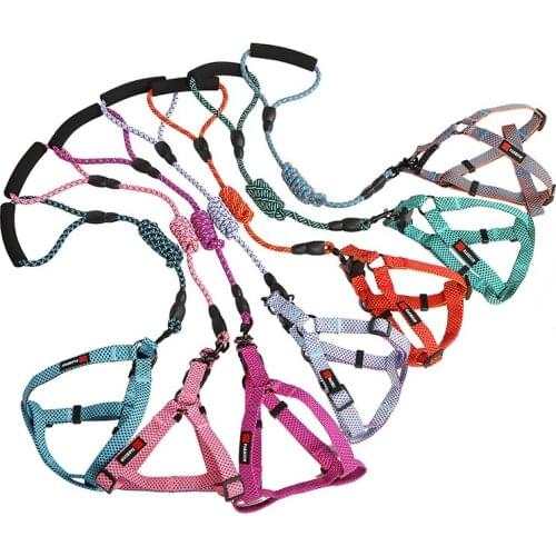 Nylon Dog Harnesses Leash Suit Adjustable Pet Dogs Outdoor Running Training Collar Harness Tool Pets Supplies for Walking Dog