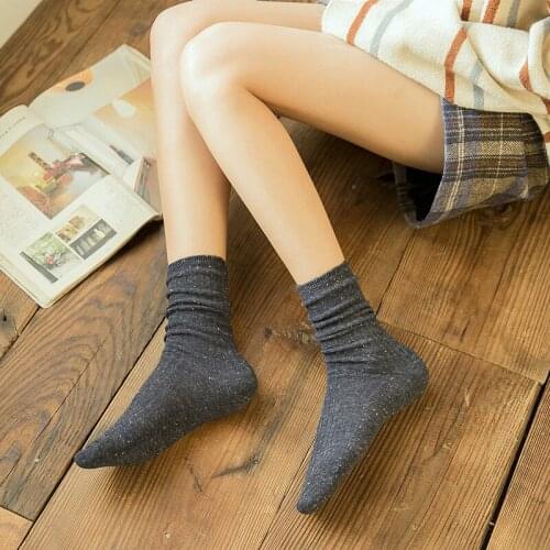 10 Pairs Woman Socks Dot Yarn Short Socks Fashion Vertical Strip Womens Socks Solid Color Speck Yarn Sock for Ladies Girls