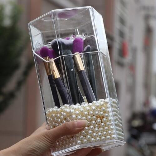 New Clear Makeup Pearls Box Cosmetic Storage Box Makeup Brushes Organizer Pencil Lipstick Holder Makeup Tools Organizer Case