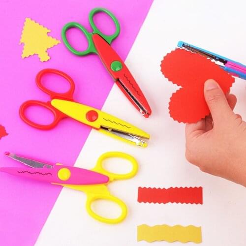 1pcs Kids Craft Scissors Student Laciness Safety Plastic Scissors Stationery DIY Scrapbooking Diary Decoration