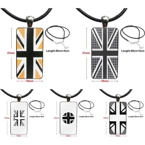 Union Jack Black & White Flag Brand Steel Color Jewelry Fashion Statement Necklace Glass Necklaces Pendants For Unisex Gift