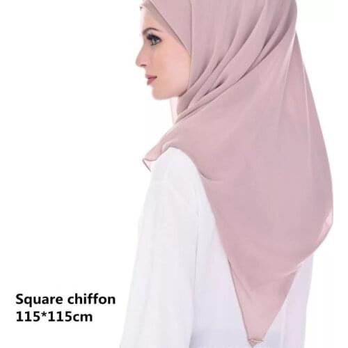 115*115cm Square Bubble Chiffon Hijab Scarf Muslim Headscarf Soild Color Malaysia Hijabs Islamic Head Wraps and Shawls Foulrd