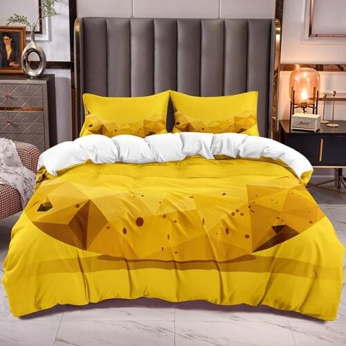 Geometric Duvet Cover with Banana Print Yellow Bedding Comforter Cover with White Reverse Fruit Theme Pattern Quilt Cover