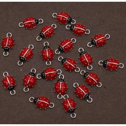 6 pieces of classic colorful Enamel zinc alloy pendant charm ladybug classic bracelet connection pendant accessories DIY jewelry