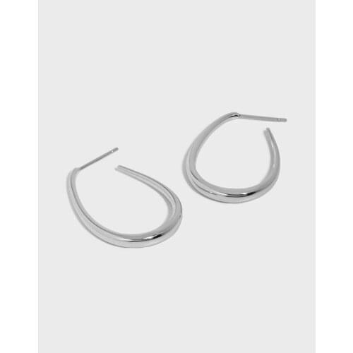 REAL. Authentic 925 Sterling silver Glossy Big "U" Shape Geometric Piercing Stud earrings jEWELRY C-539