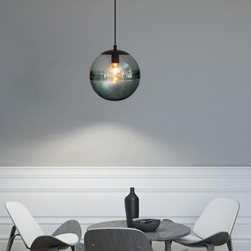 Nordic Edison Pendant Lights Globe Lamp Glass Ball Pendant Lamp Blue/Coffee Kitchen Light Fixture E27 Home Hanglamp