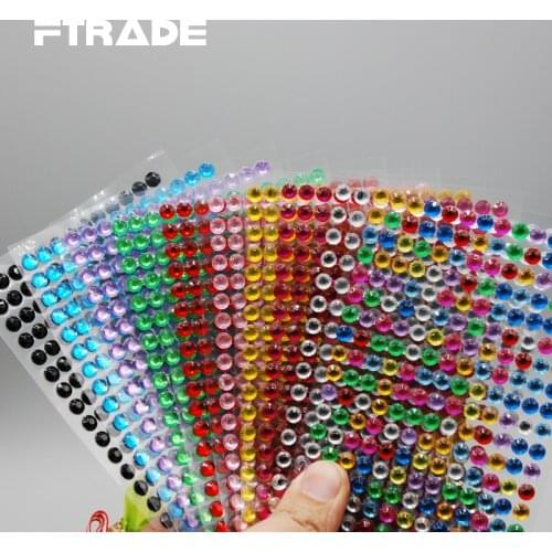 Discount Promotion Personality Fashion 3mm 4mm 5mm 6mm Crystal Sticker Car Phone Motorcycle Wall Self Adhesive Acrylic Stickers