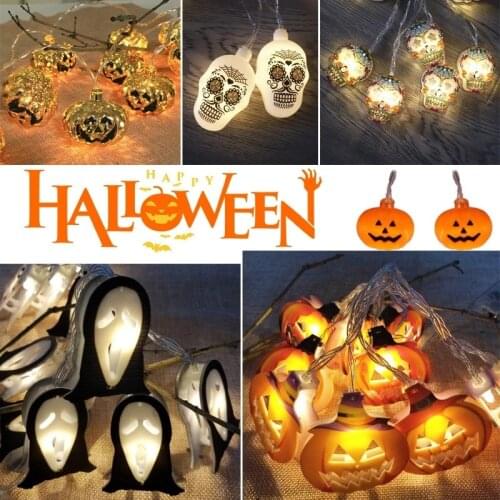 Halloween String Lights LED Pumpkin Bat Ghost 10/20 Lights Halloween Holiday Home and Outdoor Decor 1.5/3m Festival Lanterns