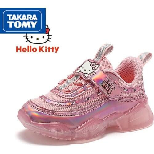 TAKARA TOMY spring and autumn new 2021 cute cartoon Hello Kitty mesh shoes simple and comfortable non-slip childrens flat shoes