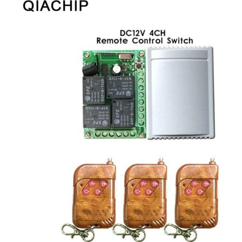 QIACHIP 433Mhz Universal Wireless Remote Control Switch DC12V RF Relay Receiver Module + 3pcs 4 CH RF Remote 433 Mhz Transmitter
