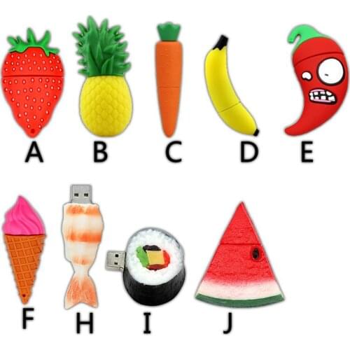 Pendrive Usb Flash Drive 128gb 64gb 32gb Usb Stick 256gb Fruit Food Cartoons Chili Banana Watermelon Memory Stick Pen Drive