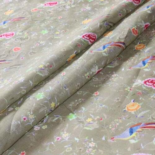 High quality ramie fabric New floral print sewing Retro dress short sleeve shirt fabrics