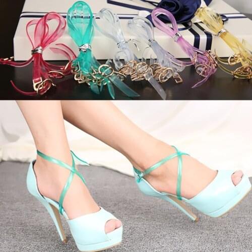 1 Pair Transparent High Heeled Flat Shoe Safety Clips Bands Strap Locking Shoe Silicone Shoelace Invisible shoe lace