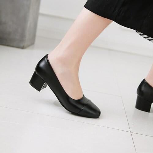 Big Size11 12 1314 ladies high heels women shoes woman pumps Squarehead Package the heel ThePackage toes Thick with Single shoes