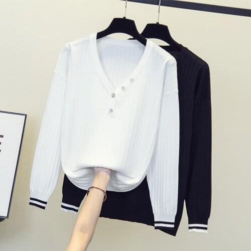 Oversized Women 2021 Autumn New Sweater And Pullovers Long Sleeve Chic Streetwear Heavy V neck button Pullover Sweater Top