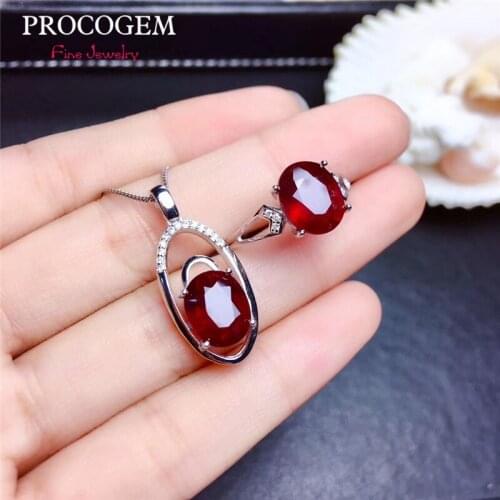 Natural Heated pigeons - blood Ruby Jewelry sets with CZ for Women Engagement 3.1Ct Real gemstones fine Jewelry S925 Silver #488