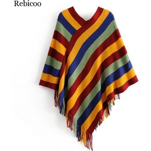 Winter Warm Plaid Capes & Ponchos For Women Oversized Shawls Wraps Cashmere sweater