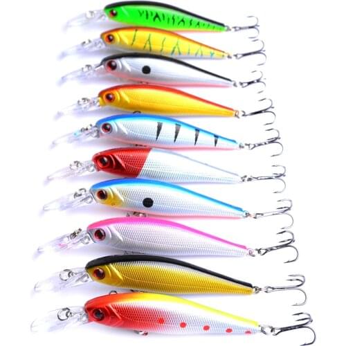 1PCS colorful Stripe pattern 10cm 9.5g Hard Bait Minnow streak Fishing lures Bass Fresh water hook diving perch wobbler fish