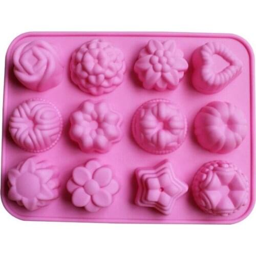 1Pcs silica gel flower silicone Cake mould 12 hole pudding Jello Mold handmade soap molds