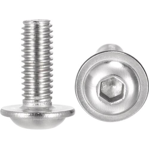 Uxcell M6x16mm 304 Stainless Steel Flanged Button Head Socket Cap Screws 20 Pcs
