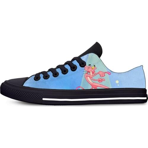 2020 pink Panther Cartoon Hot Cute Funny Fashion Casual Canvas Shoes Low Top Lightweight Breathable 3D Print Men women Sneakers
