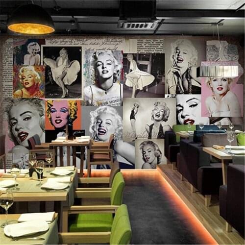 Retro Monroe 3D Photo Wallpaper Clothing Store Cafe Restaurant Bar KTV Industrial Decor Wall Paper 3D Living Room Bedroom Murals