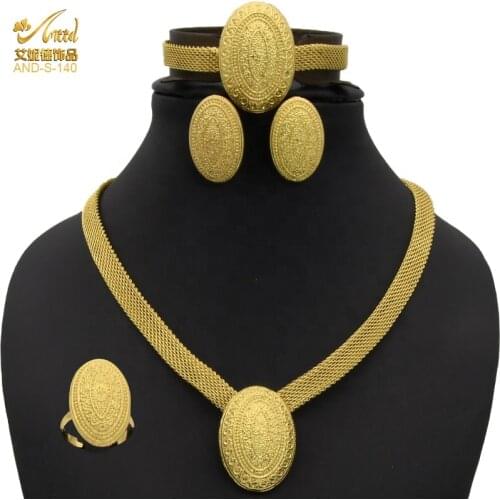 African Jewelry Dubai For Woman Luxury Gold Earrings Accessories Nigerian Wedding Indian Rings Brand Necklace Set Gift Vintage
