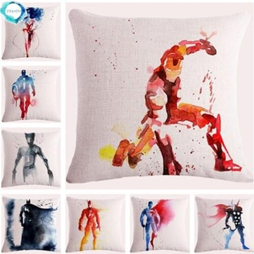 America Super Hero Cushion Cover Bedroom Hotel Car Decoration Cotton Linen Decorative Throw Pillow Case For Sofa Pillow Cover