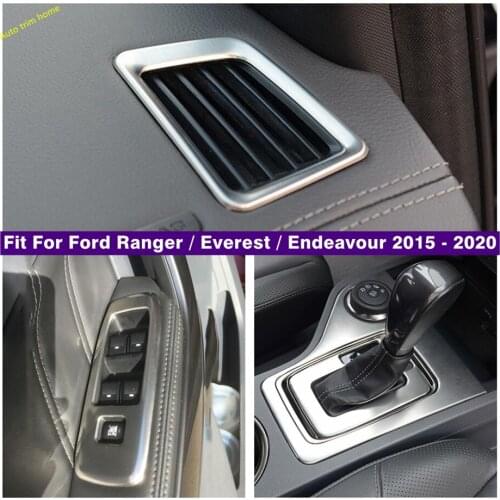 Car Accessories Dashboard Air AC / Lift Button / Gear Box Cover Trim For Ford Ranger / Everest / Endeavour 2015 - 2020 Silver
