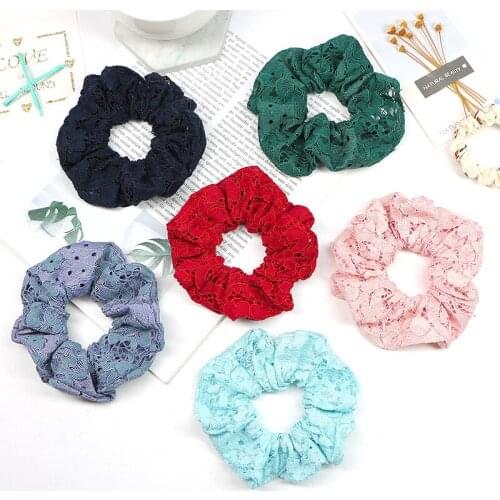 Free shipping fashion sweet color lace OL basic women hair scrunchies girls hairbands Ponytail Holder Hair accessories