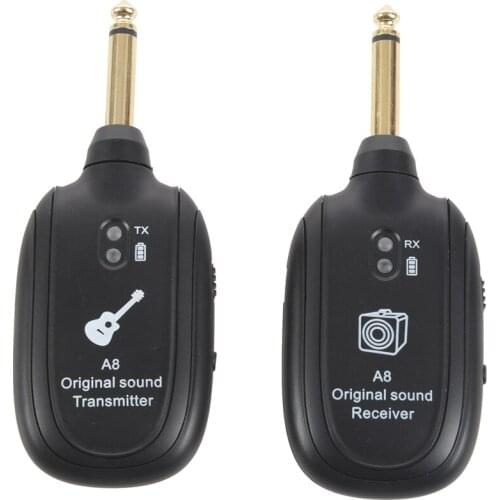 UHF Guitar Wireless System Transmitter Receiver Built-in Rechargeable