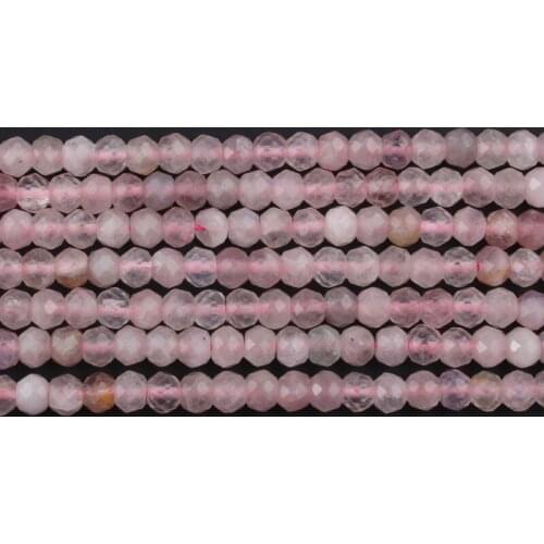 2*4mm Natural Faceted Rose Quartzs Stone Beads Rondelle Spacer Beads for Fashion Accessories Jewellery Making DIY Bracelet 15