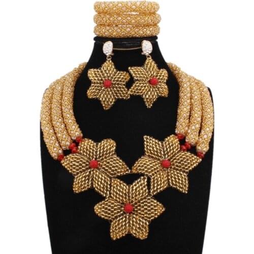 Dudo Fine Jewelry Set Gold Bridal Necklace Set Crystal Beads Big Flowers Jewellery Sets For Women Free Shipping 3 Rows Bracelet