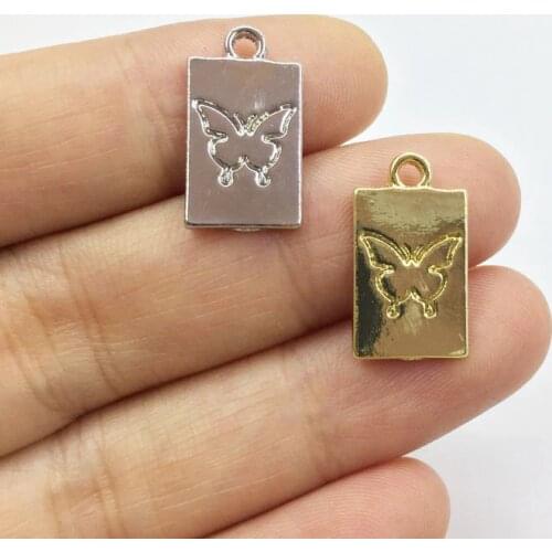Eruifa 20pcs10*15mm New arrival Butterfly Zinc Alloy Rectangle Coin necklace,earring bracelet jewelry DIY handmade 2 colors