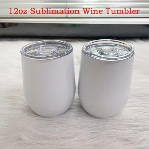 Hot Sale Sublimation Wine Tumbler 12oz Stainless Steel Beer Mugs With Sealed Lids Insulated Heat Transfer White Blank For Gift