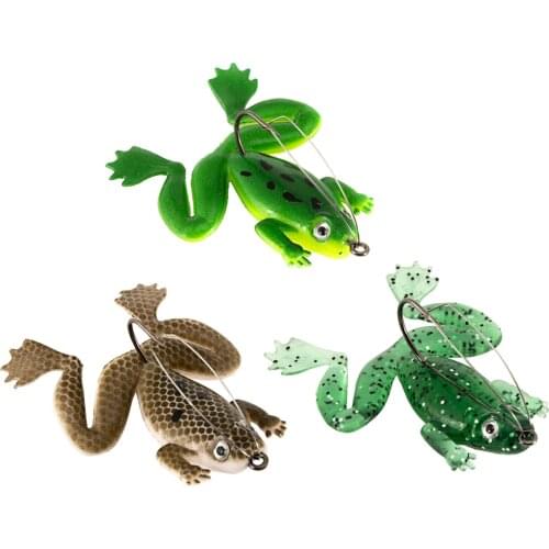 Artificial Rubber Soft Bait Eyes Hook Frog Soft Fish Lure Frog Fishing Lure Soft Bait with Hook Plastic Topwater Artificial