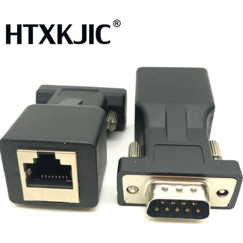 COM Port to LAN Ethernet Port Converter DB9 RS232 Male to RJ45 Female Adapter 1pcs Requires no external power