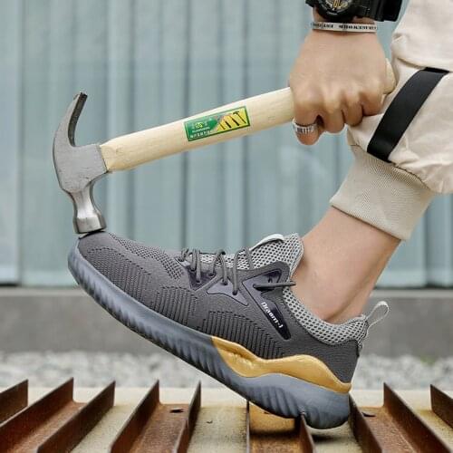 Men Safety Shoes 2020 Steel Toe Work Labor Sneakers Breathable Stab Puncture Proof Men Sneakers Anti-smashing Construction Shoes
