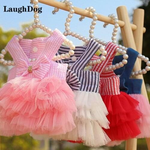 Summer Dress For Small Dogs Clothes Chihuahua Puppy Wedding Evening Dress Solid Tulle Skirt Cute Bow Princess Dress Dogs Clothes