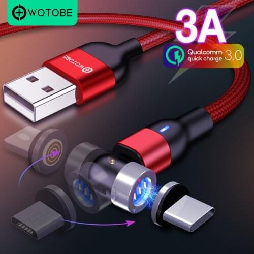 Magnetic LED Micro USB/ USB Type-C/ 8 Pin Cable 3A QC3.0 AFC fast charging for Samsung Galaxy xiaomi huawei LG mobile phone