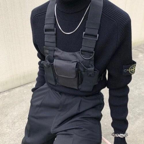Fashion Nylon Chest Rig Bag Black Vest Hip Hop Streetwear Functional Tactical Harness Chest Rig Kanye West Wist Pack Chest Bag